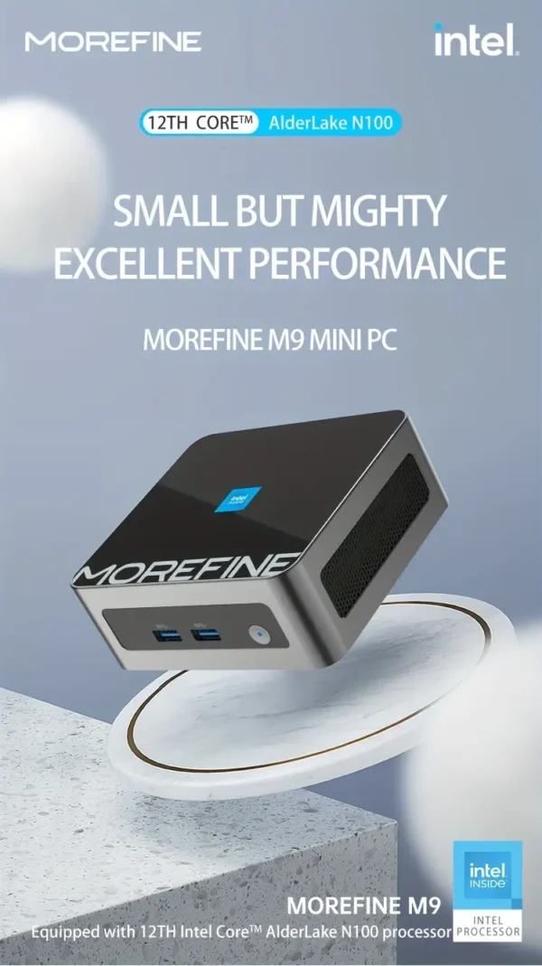 MOREFINE M9 Mini PC, 12Th Gen Alderlake N100 (Up to 3.4Ghz) Mini Computers, 16GB DDR4 RAM 512GB M.2 NVME SSD Mini Desktop Computer, Micro PC Support Wifi6/Bt5.2/Dual Display for Home&Office