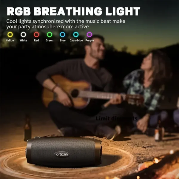 Ortizan 100W Portable Wireless Speaker - Powerful Sound & Deep Bass, Portable Wireless, Subwoofer Amplifier, 12H Playtime, Power Bank, EQ, USB, LED Light - Outdoor Subwoofer Boombox Party, Camping