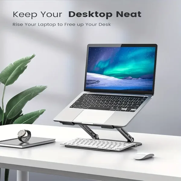 [Portable Aluminum Laptop Stand] Foldable Aluminum Laptop Stand - Adjustable, Portable, 11-16 Inch, Silvery, Black