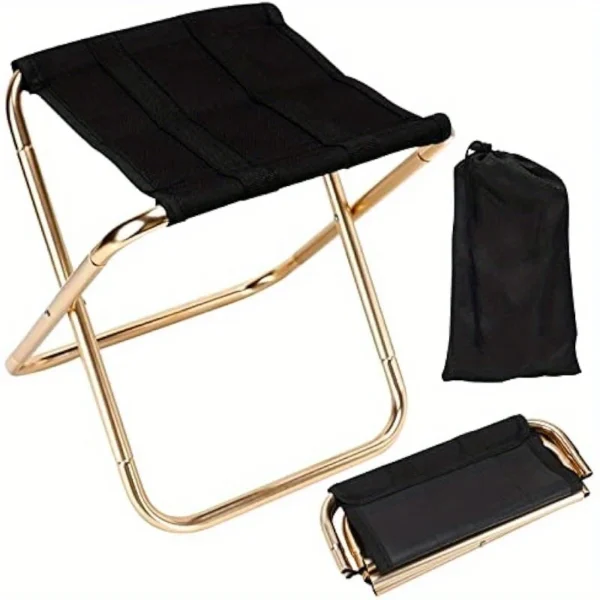 Golden Aluminum Folding Chair – Portable Camp Stool