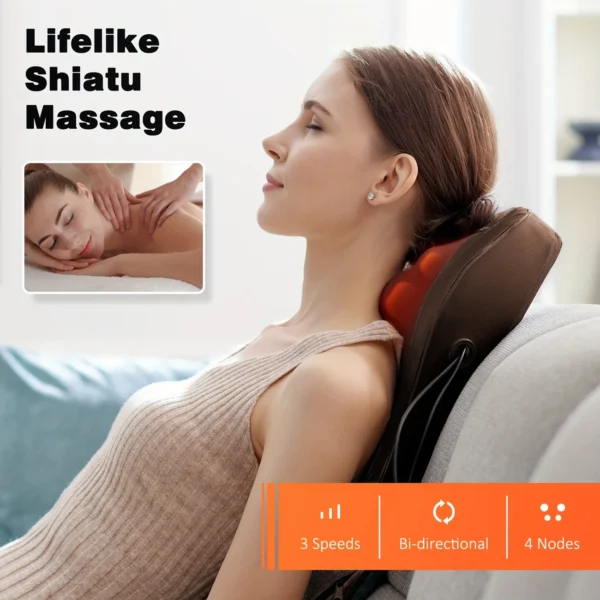 [Heating Massage] 1pc Deep Tissue Kneading Heating Massage - Adjustable Intensity, Easy to Operate, Acupressure Massage for Neck, Back, Shoulders, Waist, Legs, Feet and Muscles, Scheduled Turn Off, Gift for Men/Women/Mom/Dad