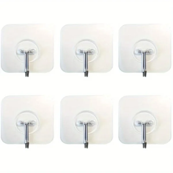 6PCS Multi-Purpose Wall Hooks – Self-Adhesive Towel, Key, and Cloth Hanger – Punch-Free Behind-Door Organizer