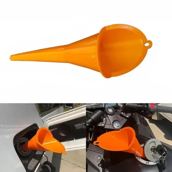 Long Stem Plastic Fuel Funnel for Cars & Motorcycles – Anti-Splash Refueling Tool