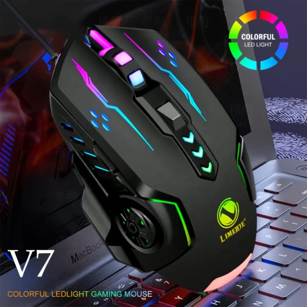 V7 Mechanical Gaming Luminous Wired Mouse for Laptop Desktop Computer E-Sports Game USB Desktop Office Computer Notebook Wired Mouse